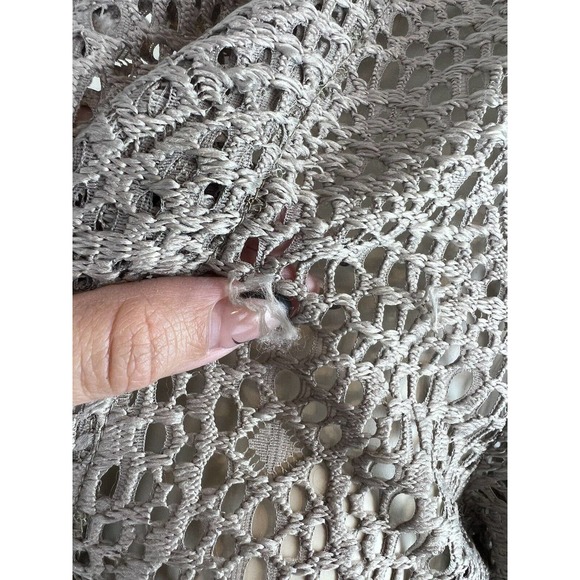 Comfy USA Open Knit Asymmetrical Jacket S Button Crotchet Sheer Fishnet Blazer - Picture 11 of 12